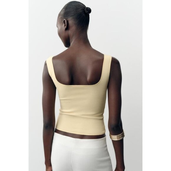 ZARA FLORAL EMBROIDERED STRETCH TOP - Picture 4 of 8